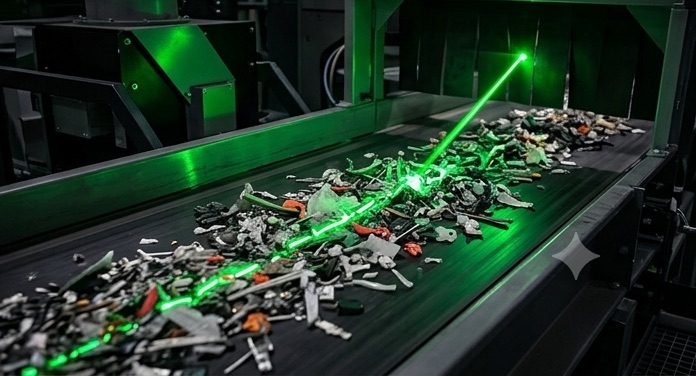 Laserverifiering av materialflöde på band